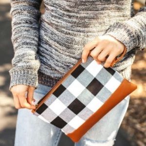 Checkered Faux Leather Purse
